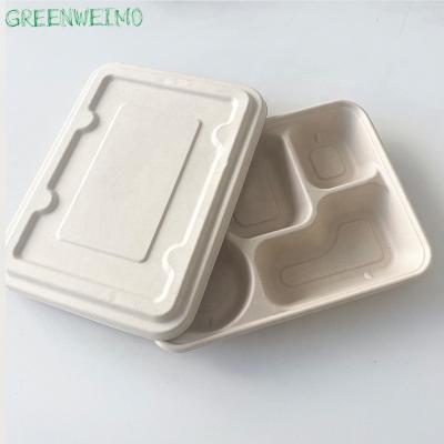 China Disposable Biodegradable Bagasse Material Dinner Plate Lunch Disposable Food Trays for sale