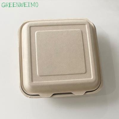 China Sugar Cane Eco Friendly Compostable Take Away Bagasse Clamshell Packaging Disposable Food Storage Container for sale