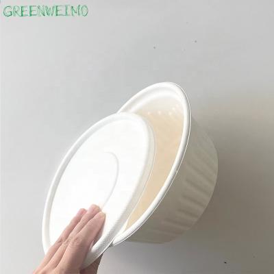 China Disposable Eco-Friendly Biodegradable Bagasse Pulp Disposable Ramen Paper Bowl With Lid for sale