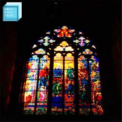 China Interior Ministry Agsitech Stained Medellin Stained Glass Plates Partition For Restaurant Stained Float Tempered Building Glass For Construction for sale