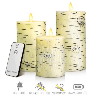 China Gift and decoration birch tree paraffin candle border hot-selling electronic set, rocking simulation shaking flame remote control led candle l for sale