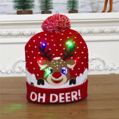 China Gift And Decoration Colorful Glowing Knitted Christmas Led Hat For Home Party for sale