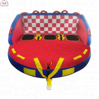 China Super Mable Water Sport Boat Ski Comfortable PVC 3 Person Backrest Inflatable Towable Tube for sale