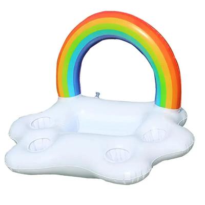 China Water Park 2023 Hot Sale Pool Float Beer Table Drinking Cooler Table Bar Floating Tray Rainbow Cloud Cup Holder For Water Park for sale