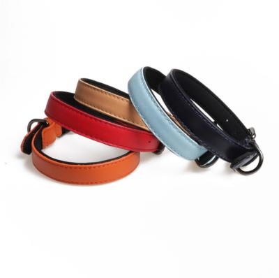 China Multicolor Basic Classic Stocked Padded Leather Pet Collars Handmade Adjustable Pet Collars for sale