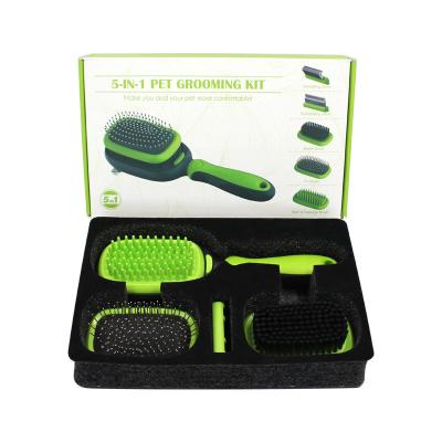 China Stocked 5 in 1 High Quality Pet Grooming Tool Pet Comb Play Brush Dogs Cats Brush for sale