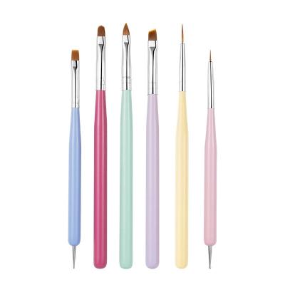 China Nice Dotting Tools 6Pcs Double Head Nail Art Dotting Painting Liner Flower Pen Manicure Carving Acrylic Gel Extension UV Brushes for sale