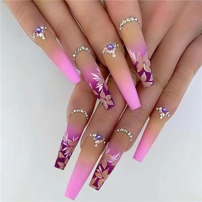 China Easy Apply Artificial Fake Nails Tips Removable Nail Packaging Box Press On Nails Art Tip With Fake Nail Stones Tools for sale