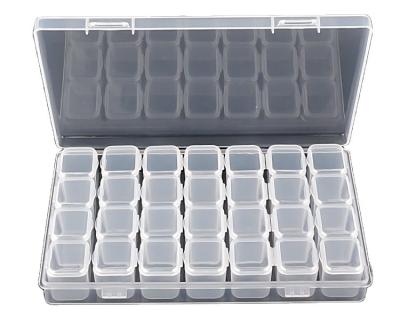 China Convenient 28 Cells Nail Art Storage Case Rhinestones Gems Accessories Jewelry Containers Nail Storage for sale