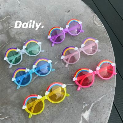 China Fashionable Outdoor High Quality Kids Candy Colors Round Transparent Sun Glass Shades Rainbow Sunglasses For Babies for sale