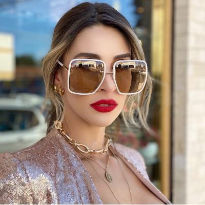 China New Designer Sunglasses Fashion Square UV400 Sunglasses Famous Brands Big Oversized Shades Sunglasses For Women for sale