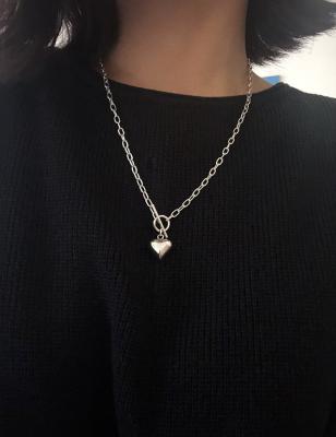 China Lead Free Nickel Statement Sterling Silver Heart Pendant Necklaces S925 Silver Heart Necklace For Girlfriend for sale