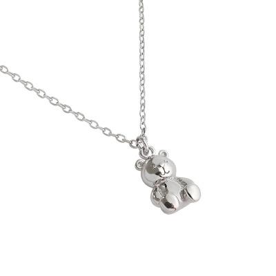 China Lead Free Nickel Free Korean Style S925 Sterling Silver Bear Pendant Necklaces For Party for sale