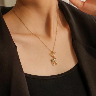 China Fashion Real CLASSIC Titanium Steel Deer Pendant Necklace Amazon Gold Plated Stainless Steel Link Chain Necklace for sale