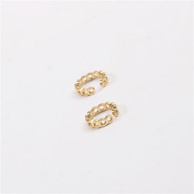 China Simple Lead Free Nickel Free 18k Gold Plating Around Stainless Steel Hollow Cuff Earrings C Shaped Geometric Earrings For Women for sale