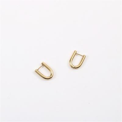 China European Lead Free Stainless Steel U-clips Geometric Nickel Stainless Steel Circle Titanium Hoop Earrings For Women for sale