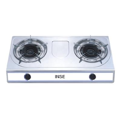 China Hotel High-Quality Workshop 2-E06 Dual Burner Stainless Steel Gas Cooker Desktop Gas Stove for sale