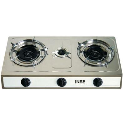 China Hotel Factory Supply Desktop Gas Cooker Gas Stove Stainless Steel 3 Burners 306 for sale