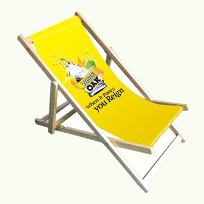 China Durable Classic Configuration Lounge Beach Flat Wood Chair Promotional Items With Logo Sea Beach Lounger Custom Folding Wooden Portable for sale