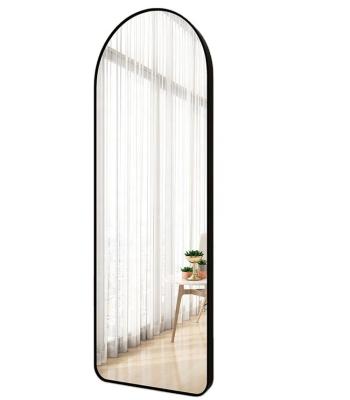 China Large Modern Minimalist Aluminum Alloy Metal Long Arched Frame Hanging Floor Mounted Metal Arch Standing Dressing Wall Mirror for sale