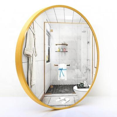 China Simple And Generous Wall Mounted Decor Tall Minimalist Hanging Mirror Round Brushed Aluminum Alloy Metal Frame Large Circle Mirror for sale