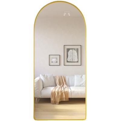 China Espejo Wholesale Minimalist Aluminum Mirror Dressing Large Wall Arch View Gold Mirror for sale