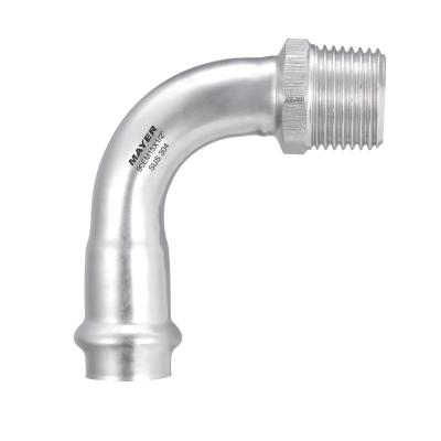 China Factory direct sales sanitary pipe fittings pipe lines connect/water treatment male elbow profile/90 degree ss304/316l V bend for sale