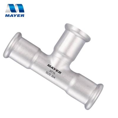 China Connect Pipes Stainless Sanitary Fit 304 Or 316L Tee Fitting M Profile for sale