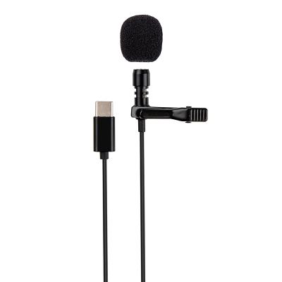 China Wholesale Professional Lavalier Microphone Condenser Type-c Portable Collar Lavalier Cable Clip On Lapel Microphone microfone de lapela for sale