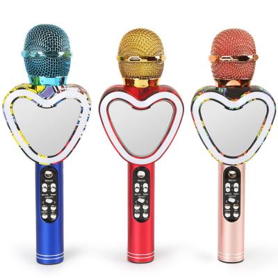 China China Factory Handheld Microphone Karaoke Microphone Recording Heart Shaped Speaker Wireless Microphone For Kids Family for sale