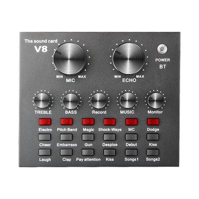 China Professional Audio Recording Reverb V8 Studio Microphone Sound Card Live Mixer V8 for sale