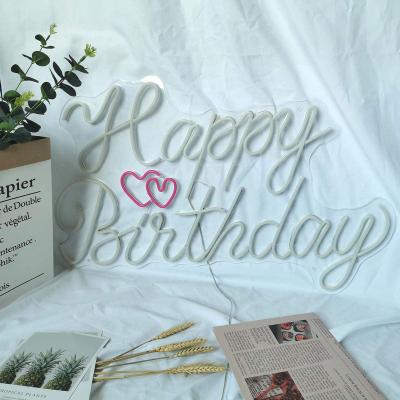 China Home Decor Happy Birthday Lit Colorful Custom Acrylic Neon Flex Strip 12V Waterproof Led Neon Sign For Sale Photo Decoration for sale