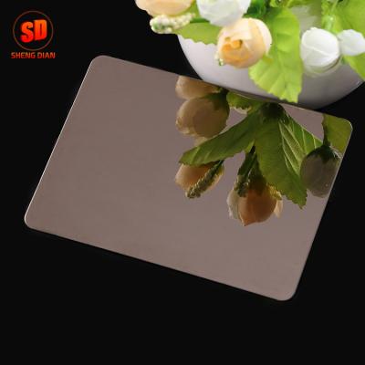 China 2017 Fashionable Decoration Brown Color 8K 304 Mirror Polished Decorative Stainless Cold Rolled Steel Sheet For Decorative Hallway for sale