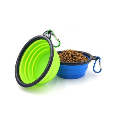 China Stored Portable Collapsible Collapsible Dog Bowl Travel Water Rolls Food Dish with Carabiner Clip for Traveling for sale