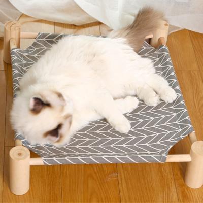 China Wooden Summer Stocked Cat Hammock Elevated Cooling Bed Cooling Detachable Portable Indoor/Outdoor Dog Mat for sale