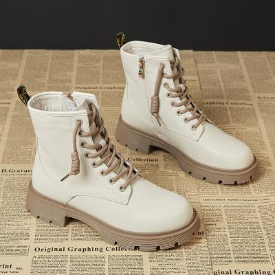 China 2022 high quality thick bottom fashion shoes girl boots low platform cute white light heel casual shoes over the ankle boots women for sale