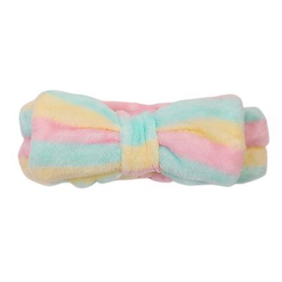 China Eco-Friendly Flannel Headdress Coral Hair Band Hair Tie Cross Hair Tie Band Stripe Color Band Velvet Bow Velvet Small Gifts Wholesale for sale