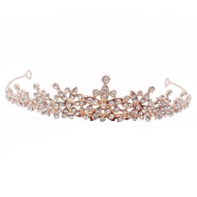 China Friendly Material Bride Pearl Crown Headband Diamond Hair Accessories Combine Rhinestone Princess Birthday Crown Wedding Headdress for sale