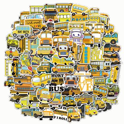 China No Repetitive 100PCS Sun Protection Cartoon Sunscreen Yellow Bus Sticker for Car Luggage PVC Helmet Water Bottle Waterproof Laptop Keyboard for sale