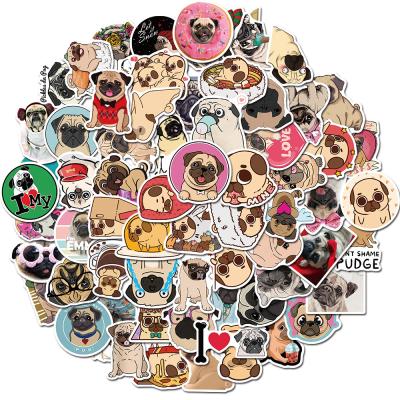 China 100PCS Non Repetitive Sunscreen Waterproof Explosive Pug Graffiti Vinyl Cute Animal Stickers For Car Luggage Helmet Water Bottle Laptop Waterproof Keyboard for sale