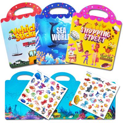 China 60PCS Non Repetitive Waterproof Reusable Custom Cute Sunscreen Sticker Books For Boys Girls Children Educational Toys Waterproof Vinyl Sticker Books for sale