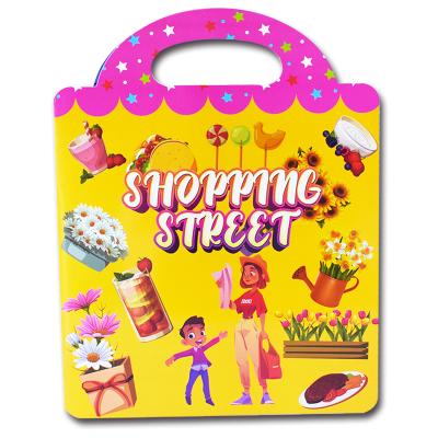 China No Repetitive Sunscreen 60PCS DIY Waterproof Shopping Street Cute Sticker Books Reusable Toys for Girls Boys Kids Activity Puzzle Game for sale