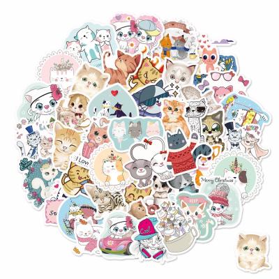 China No Repetitive Waterproof Home Decoration Sunscreen 75PCS Cute Round Cute Cat Stickers For DIY Water Bottle Computer Laptop for sale