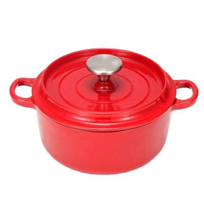 China Sustainable Classic Red Cast Iron Saucepan Non-Stick Enamel Casserole for sale