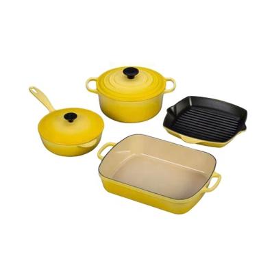 China Sustainable Durable Cast Iron Cookware Pan And Pot Set for sale