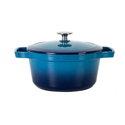 China Best Viable Blue Round Pan Cast Iron Enamel Stock Pot Multifunctional Soup Pot for sale