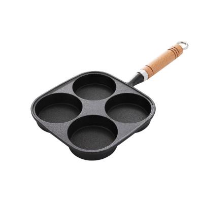 China Country Four Hole Scratch Set Korean Medium Non Sticky Mini Small No Oil Fried Egg Burger Handle Flat Removable Pan for sale