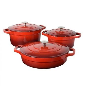 China Sustainable Cast Iron Enamel Pot Set Cooking Pots for sale