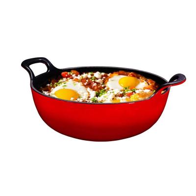 China Sustainable colorful enamel 2.9QT cast iron balti dish casserole pot for sale