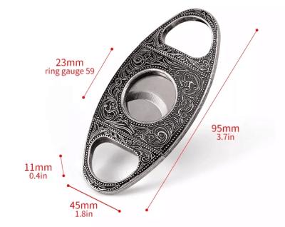 China OEM Minimalist Sharp Logo Black Color Cigar Cutter Knife Blade Stainless Steel Double Edge Cigar Cutter For Cigar for sale